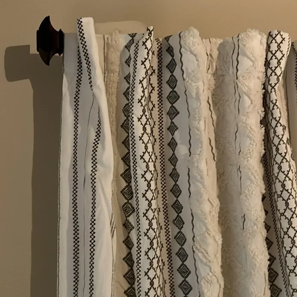 INK+IVY Imani 100% Cotton Boho‎ Chenille Stripe Geometric Print Curtains